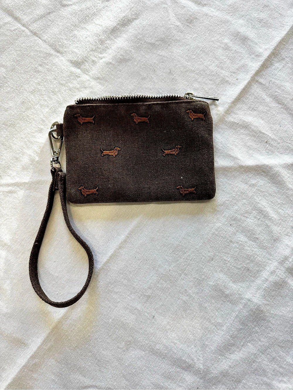 Madden Girl Weiner Dog Print Wristlet in Brown